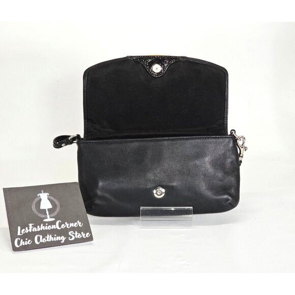 Coach Women's Black Leather Ashley Evening Credit Card Wallet Wristlet M 2070 - Picture 10 of 15